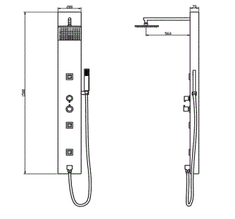 THERMO SHOWER PANEL W/BUTTON SPT - JAQUAR FAUCETS - ( S.STEEL BLACK - JAQUAR BLACK - 0x0 mm - 0inchX0inch )