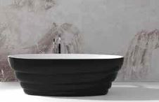 FREE STANDING ACRYLIC BATHTUB FITTED WITH AUTOMATIC POP-UP WASTE - OYSTER - ( BLACK - SIMBEL B 6030 - 1700x920x580 mm - 68inchX36.8inchX23.2inch )