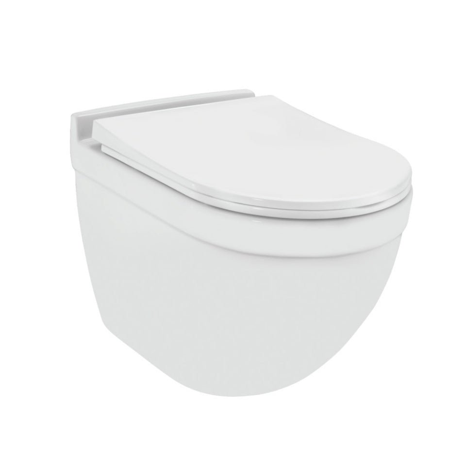 WALL HUNG WC RIMLESS W/PP/S.CLOSE S/CVR ( BOLT DISTANCE 7INCH) - JAQUAR SWARE -  (375x520x400 mm - 15x21x16 inch )