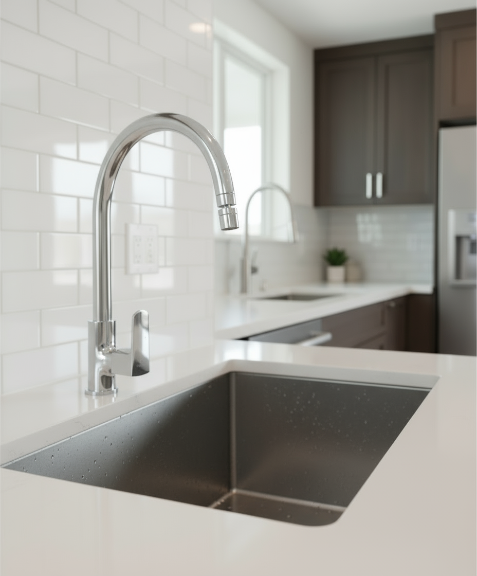 SINK COCK TABLE MOUNTED WITH SWIVEL SPOUT - LUXELET - ( CHROME - QUADRA - 0x15 mm - 0inchX0.5inch )