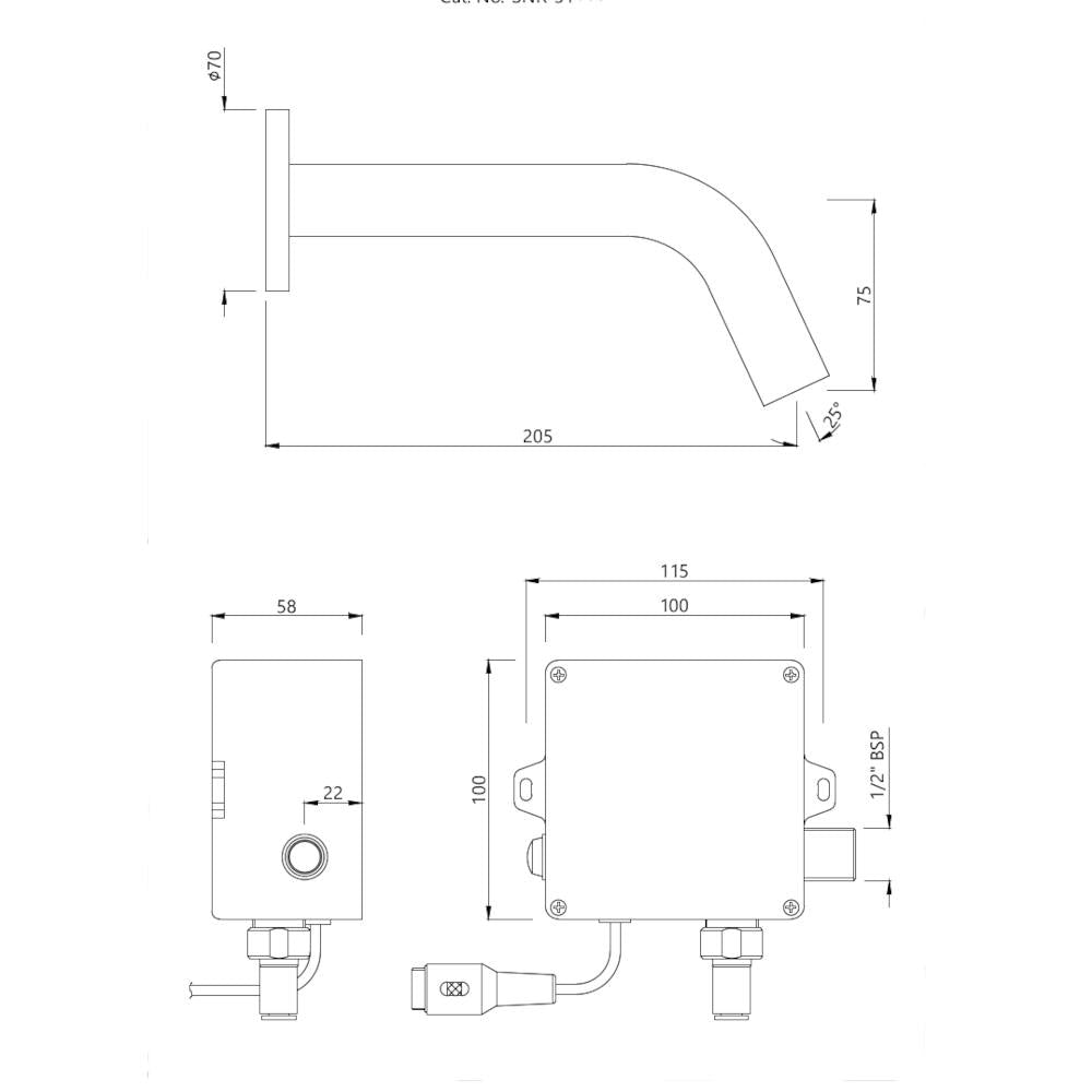 W/M FAUCET FOR BASIN(BATT.OP)PRE MIX KIT - JAQUAR FAUCETS - ( ANTIQUE COPPER - SENSOR - 0x15 mm - 0inchX0.5inch )