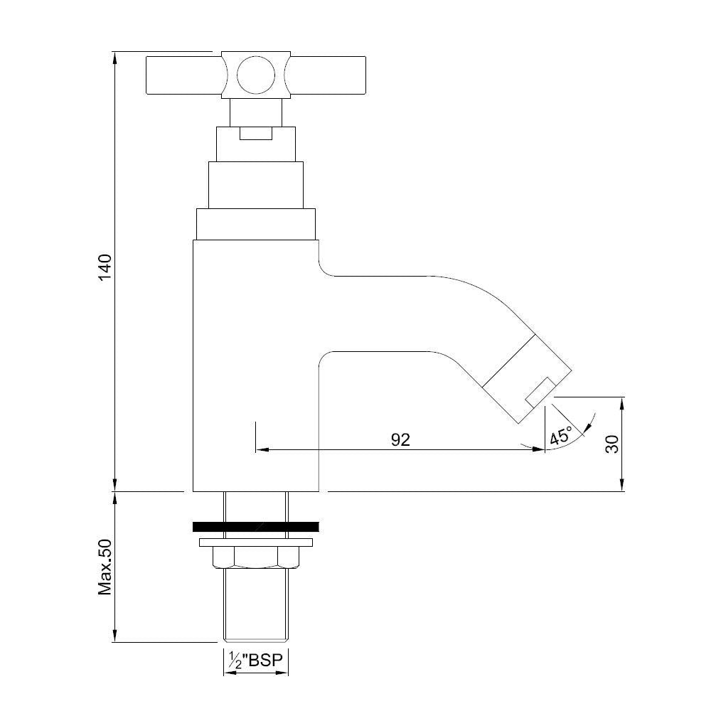 PILLAR COCK - JAQUAR FAUCETS - ( CHROME - SOLO - 0x15 mm - 0inchX0.5inch )