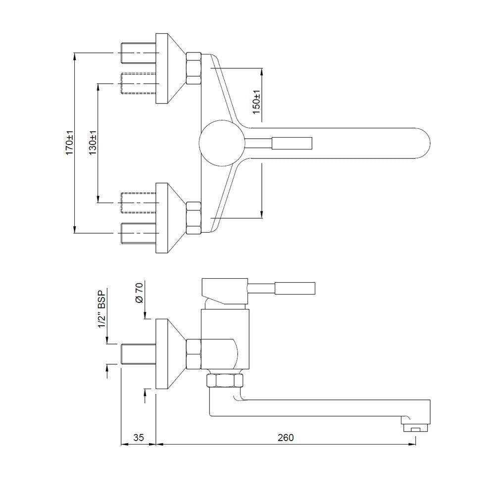 S.L. SINK MIXER W/M - JAQUAR FAUCETS - ( CHROME - SOLO - 0x15 mm - 0inchX0.5inch )