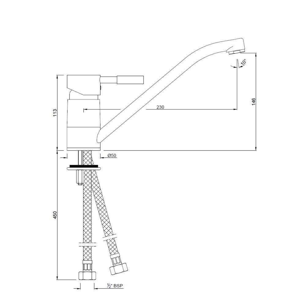 SINGLE LEVER SINK MIXER WITH SWINGING SPOUT - JAQUAR FAUCETS - ( CHROME - SOLO - 0x15 mm - 0inchX0.5inch )