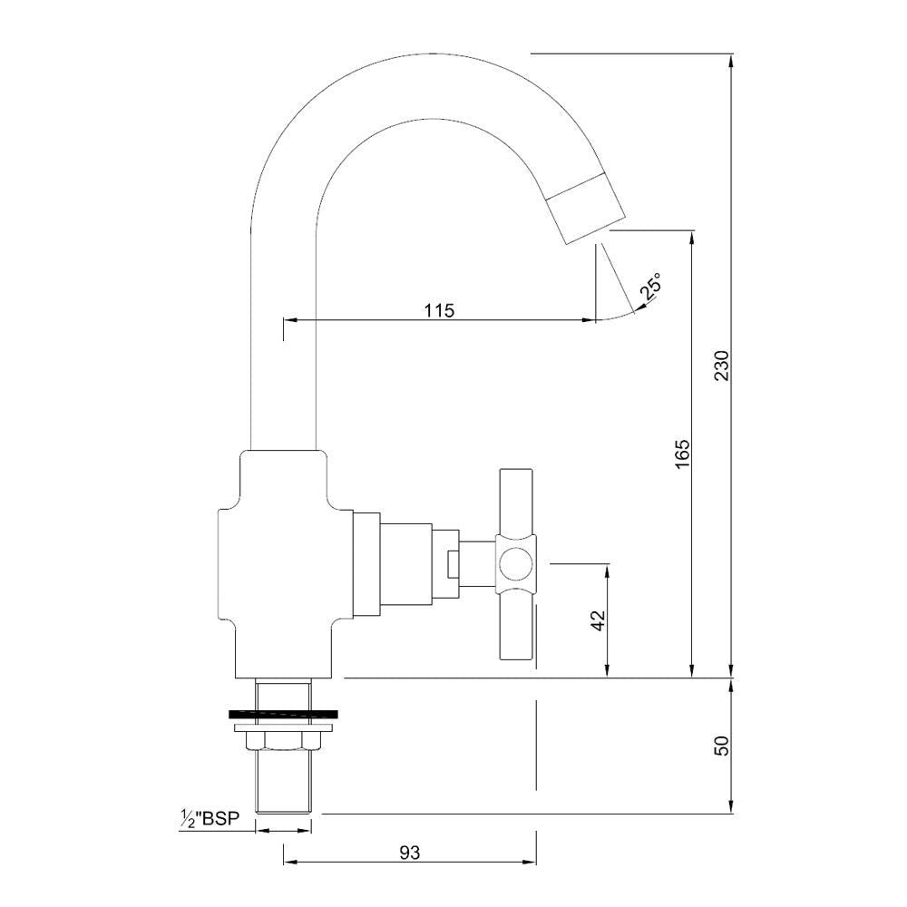 SINK COCK T/M - JAQUAR FAUCETS - ( CHROME - SOLO - 0x15 mm - 0inchX0.5inch )