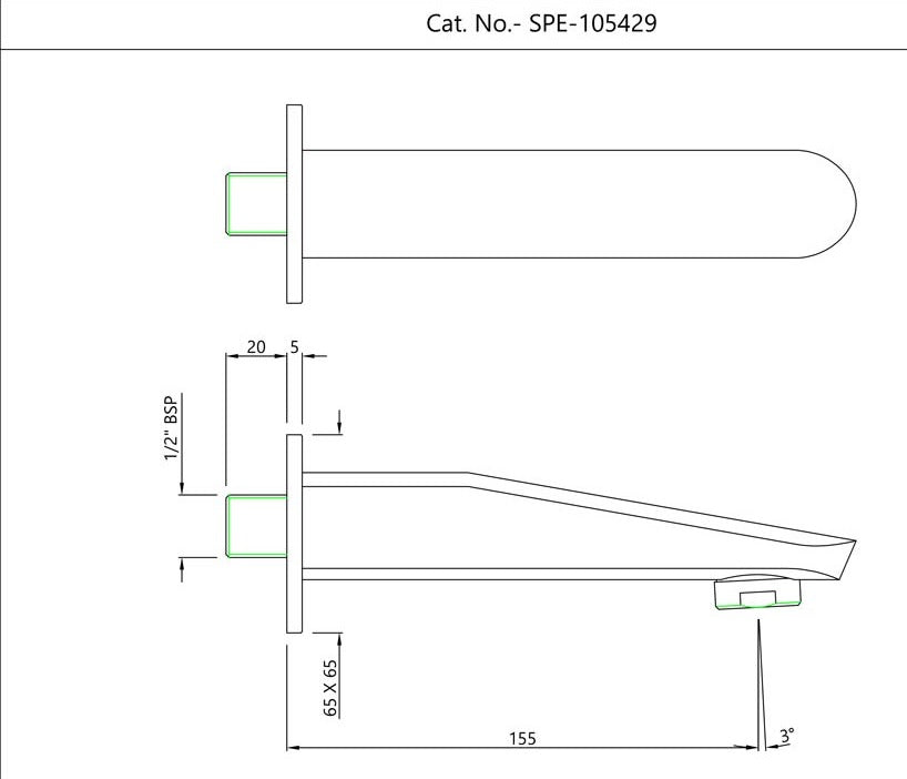 BATH TUB SPOUT W/BUTTON & FLANGE - ESSCO FAUCET -  ( CHROME - ORBIT - 0x15 mm - 0inchX0.5inch )