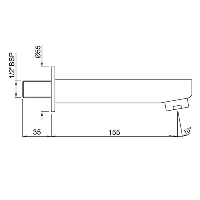 PLAIN SPOUT - JAQUAR FAUCETS - ( CHROME - SPOUT - 0x15 mm - 0inchX0.5inch )