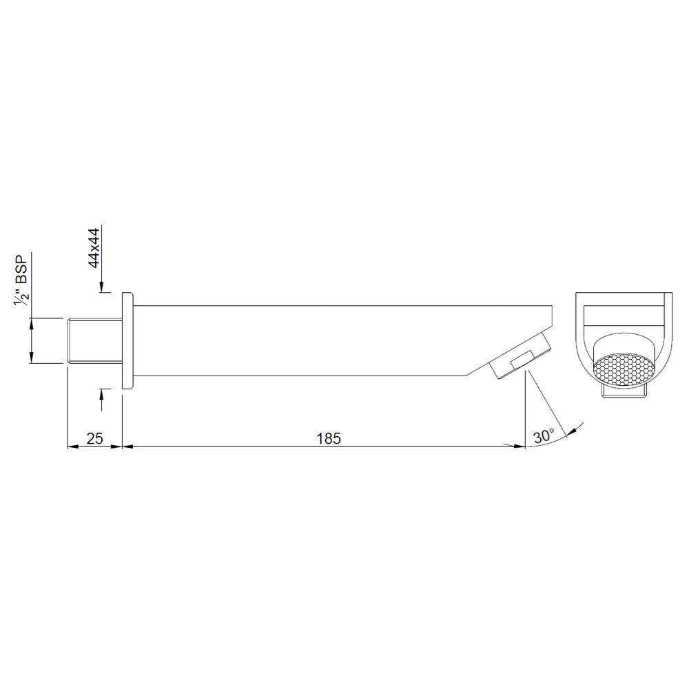 (PRUN)BATH TUB SPOUT WITH FLANGE - JAQUAR FAUCETS -  ( CHROME - SPOUT - 0x15 mm - 0inchX0.5inch )