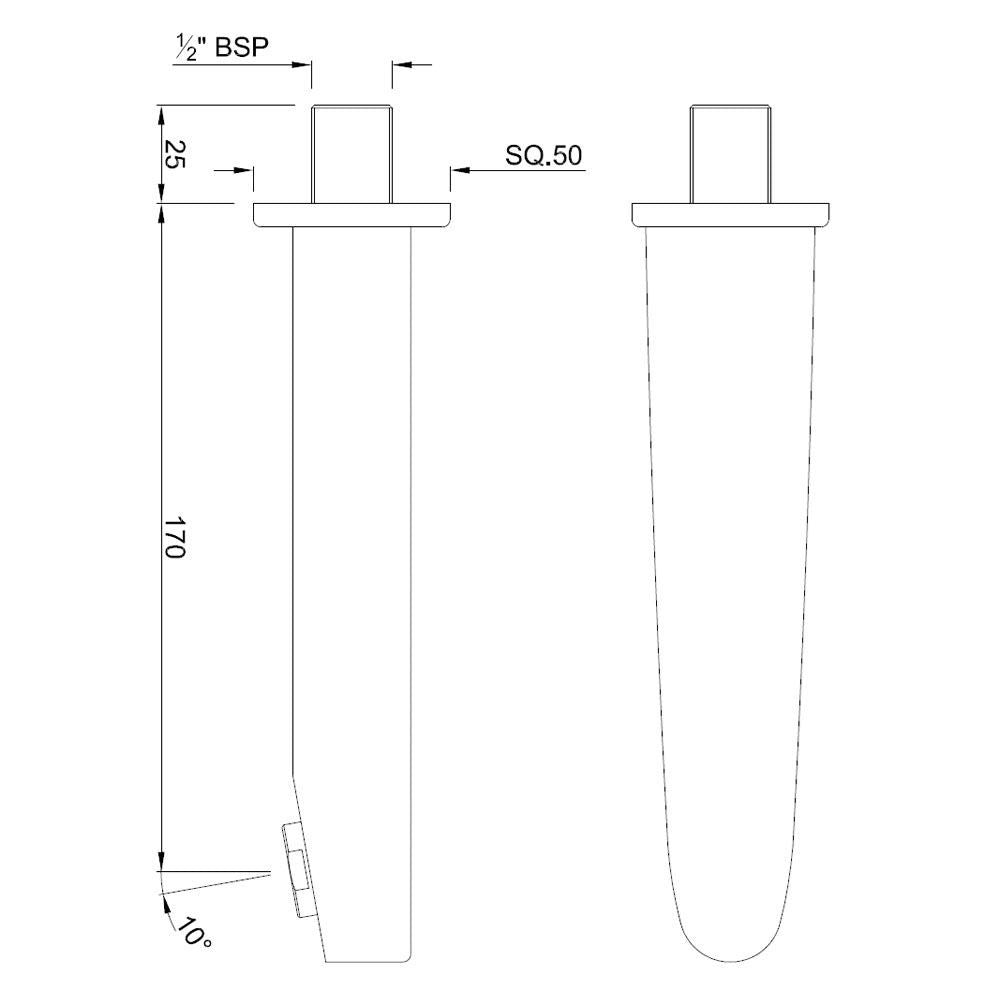 BATH TUB SPOUT - JAQUAR FAUCETS -  ( STAINLESS STEEL - SPOUT - 0x15 mm - 0inchX0.5inch )