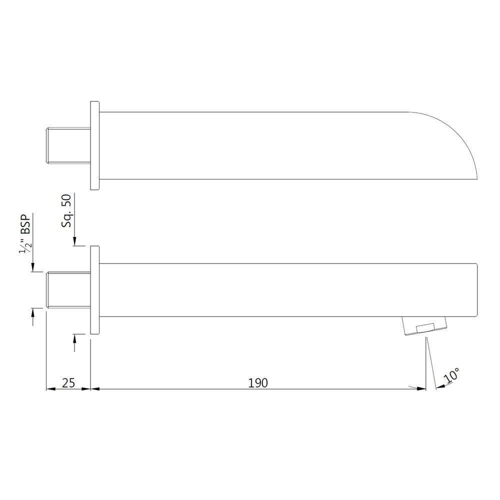 ALIVE RANGE BATH TUB SPOUT WITH WALL FLANGE - JAQUAR FAUCETS - ( BLACK CHROME - BATH TUB-SPOUT - 0x15 mm - 0inchX0.5inch )