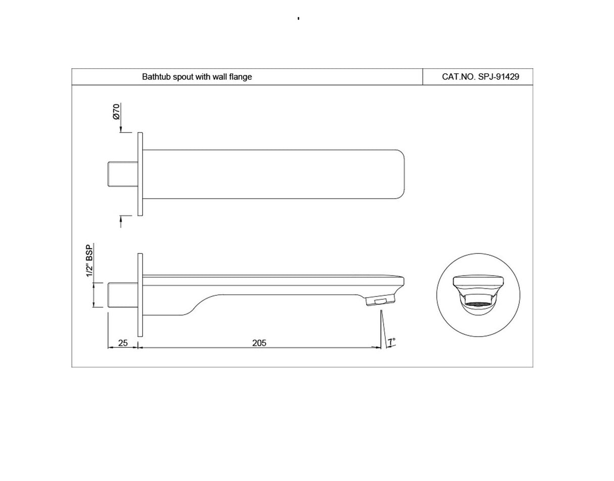 BATHTUB SPOUT WITH WALL FLANGE - JAQUAR FAUCETS -  ( BLUSH GOLD PVD - LAGUNA - 0x15 mm - 0inchX0.5inch )