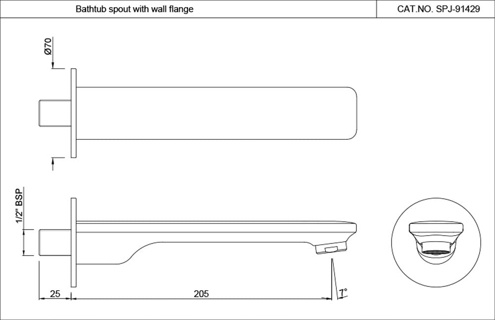 BATHTUB SPOUT WITH WALL FLANGE - JAQUAR FAUCETS - ( BLM - SPOUT - 0x15 mm - 0inchX0.5inch )