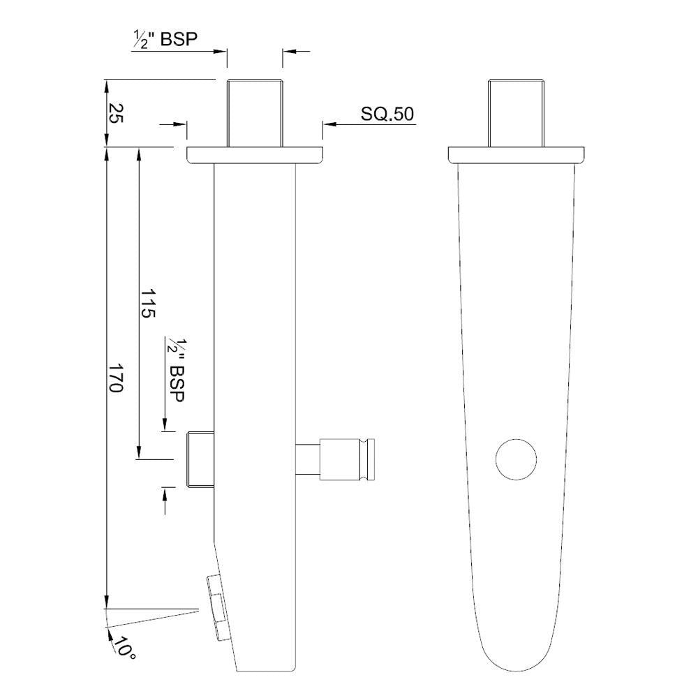 BUTTON SPOUT - JAQUAR FAUCETS - ( STAINLESS STEEL - SPOUT - 0x0 mm - 0inchx0inch )