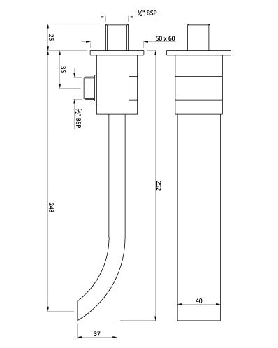 BUTTON SPOUT - ARTIZE FAUCET -  ( BLACK MATT - SPOUT - 0x15 mm - 0inchX0.5inch )