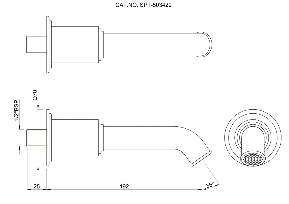 BATHTUB SPOUT WITH WALL FLANGE - ARTIZE FAUCET - ( CHR - VIC - 0x0 mm - 0inchX0inch )