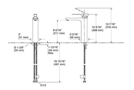 ALEO-SL BASIN MIXER LONG BODY W/PIPES - KOHLER PREMIUM -  ( BRUSHED NICKEL - PREMIUM - 0x0 mm - 0inchx0inch )