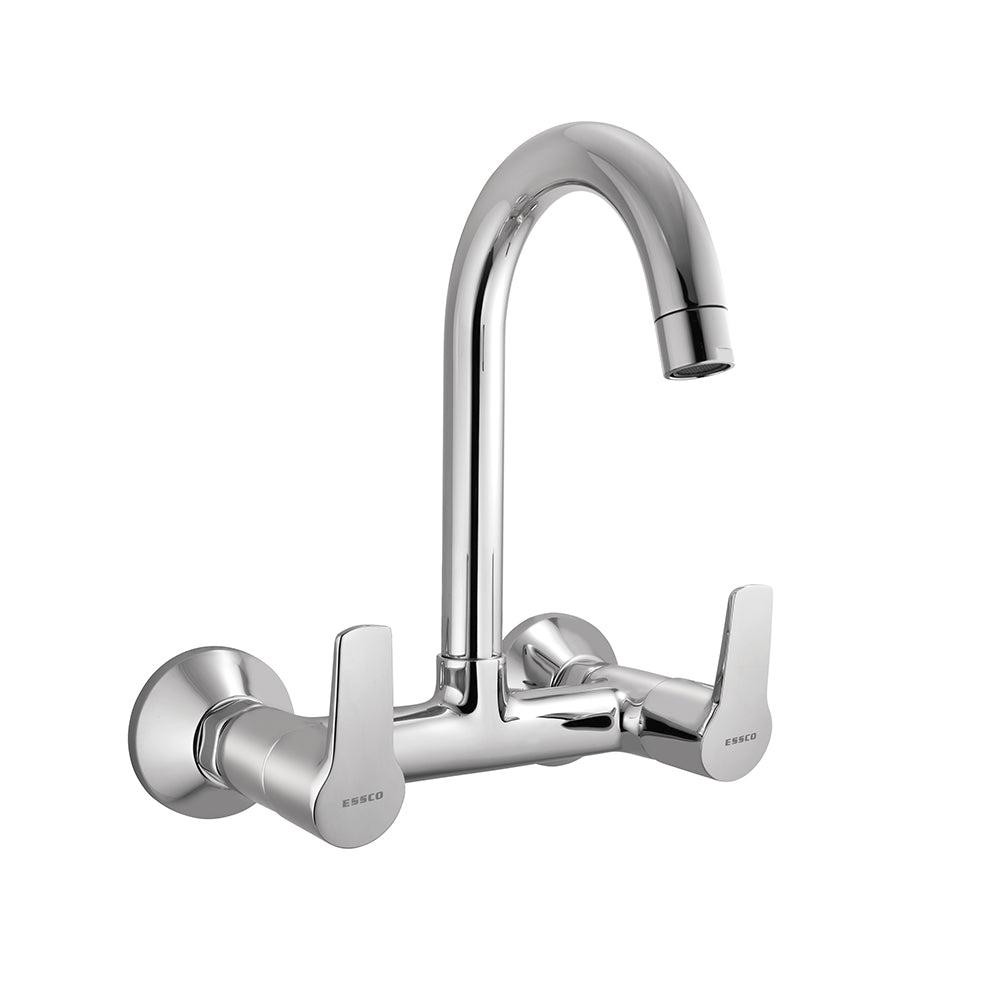 SINK MIXER W/SWINGING SPOUT W/M WITH CONNECTING LEGS & WALL FLANGE - ESSCO FAUCET - ( CHROME - STELLA - 0x15 mm - 0inchX0.5inch )