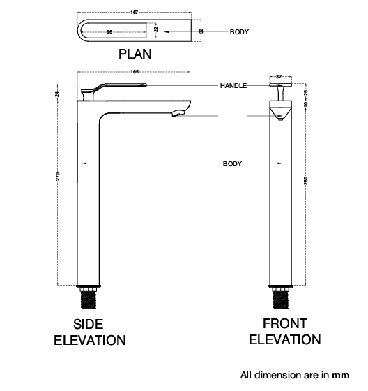 TALL PILLAR COCK - AQUANT -  ( GRAPHITE GREY -  - 0x0 mm - 0inchx0inch )