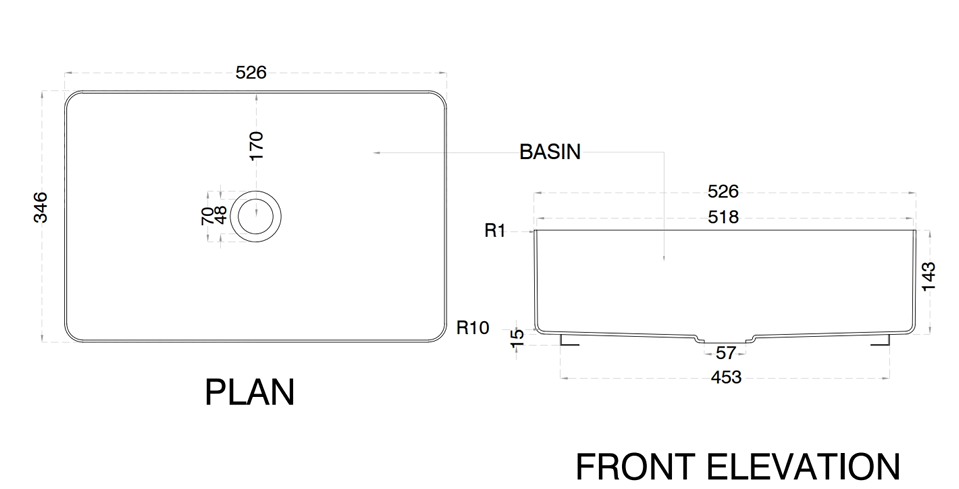TABLE MOUNTED WASH BASIN W/POP-UP WASTE COUPLING - AQUANT -  ( GRAPHITE GREY - SS 304 - 550x350x125 mm - 22inchX14inchX5inch )