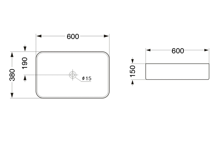TABLE MOUNTED CERAMIC WASH BASIN - AQUANT-( MATT GREY-610x380x150 mm - 24.4inchX15.2inchX6inch )