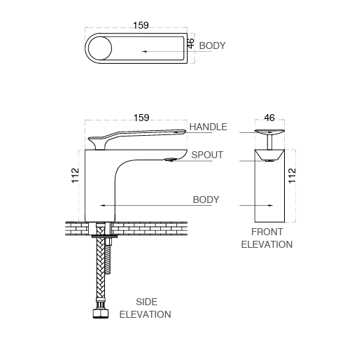 SL BASIN MIXER W/PIPES&WASTE COUPLING - AQUANT -  ( MATT BLACK -  - 0x0 mm - 0inchx0inch )