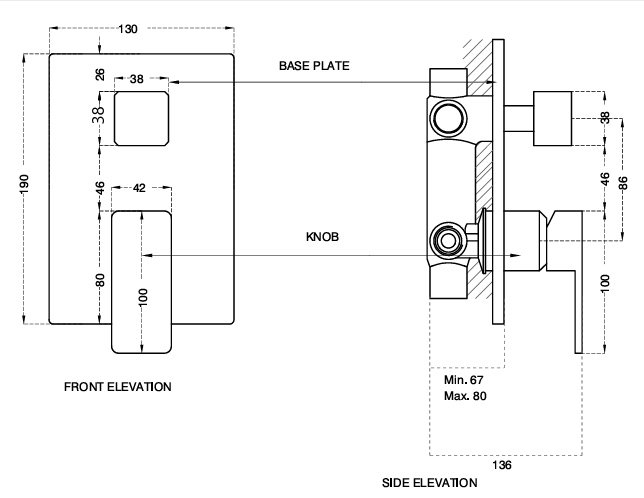 SINGLE LEVER DIVERTER 2 IN 4 OUTLETS - AQUANT -  ( CHROME -130X190mm -5.2inchx7.6inch )