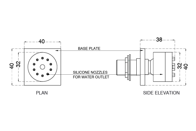 SINGLE FUNCTION BRASS BODY JET - AQUANT -  ( MATT BLACK -50x50mm -2inchx2inch )