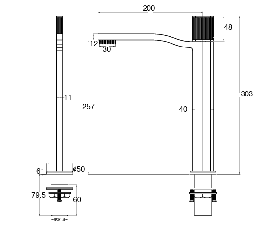 TALL BRASS BASIN MIXER WITH PROGRESSIVE CARTRIDGE - AQUANT - ( BRUSHED ROSE GOLD - SVELTE SERIES - 15x0 mm - 0.5inchX0inch )