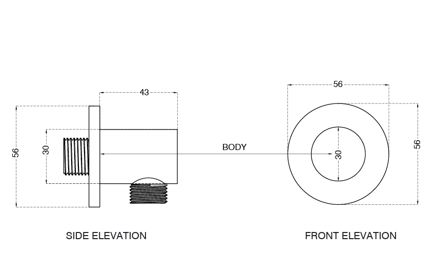 WALL OUTLET W/HAND SHOWER STAND BRASS - AQUANT-( CHROME -56mm - 2.24inch )