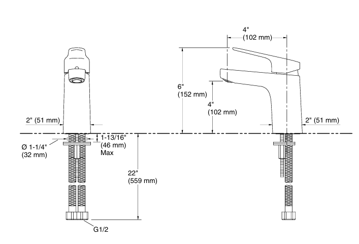 ACCLIV SINGLE CONTROL LAVATORY FAUCET W/O DRAIN - KOHLER POPULAR -( CHROME - POPULAR - 0x15 mm - 0inchX0.6inch )