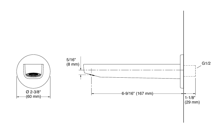 ACCLIV WALL MOUNT BATH SPOUT WITHOUT DIVERTER-KOHLER POPULAR-( FRENCH GOLD - POPULAR - 0x38 mm - 0inchX1.52inch )