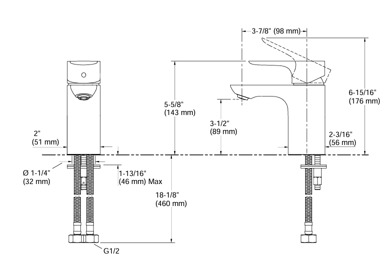 ALEO-SL BASIN MIXER W/PEPS - KOHLER PREMIUM -  ( POLISHED CHROME - PREMIUM - 0x15 mm - 0inchX0.6inch )
