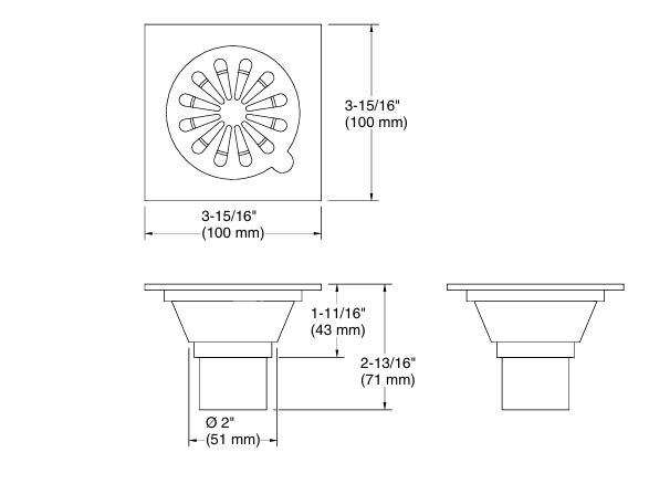 COMPLEMENTARY-FLOOR DRAIN-KOHLER POPULAR-( BRUSHED BRONZE - POPULAR - 100x100 mm - 4IinchX4inch )
