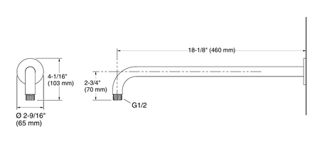 COMPLEMENTARY-SHOWER ARM 460MM - KOHLER PREMIUM-( MATT BLACK - PREMIUM - 0x0 mm - 0inchx0inch )