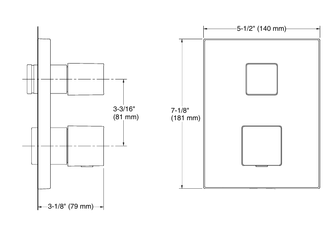 RECE THER. BATH&SHOWER SQUARE TRIM - KOHLER PREMIUM-( BRUSHED BRONZE - PREMIUM - 0x0 mm - 0inchx0inch )