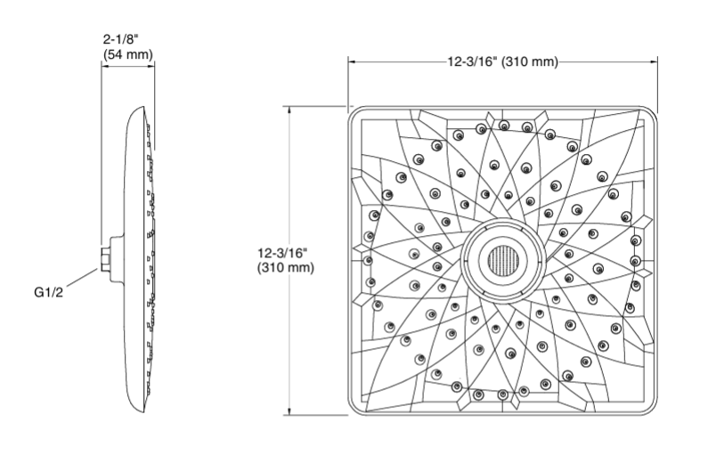 RAIN MAX SQUARE RH DUAL CORE SHOWER HEAD-KOHLER PREMIUM-(MATT BLACK - PREMIUM - 305x305 mm - 12inchX12inch )