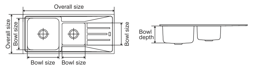 SS SINK 1.5 BOWL WITH DRAIN BOARD (DEPTH 9  )ORUS BIG - NIRALI -  ( SATIN - SILENT SQUARE - 1170x510 mm - 46inchX20inch )