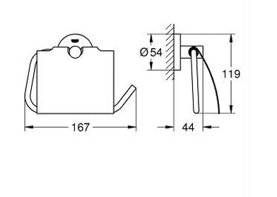 ESSENTIALS TOILET PAPER HOLDER WITH COVER - GROHE - ( BRUSHED HARD GRAPHITE - G5 - ESSENTIALS - 0x0 mm - 0inchX0inch )