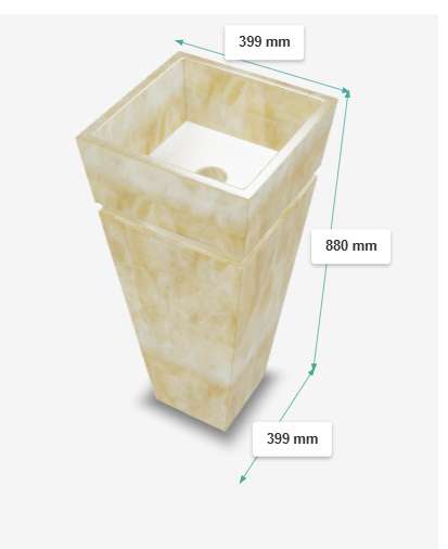 FREE STANDING ONYX STONEPEDESTAL W/BASIN - AQUANT - ( HONEY ONYX - CENTAUR - 400x400 mm - 16inchX16inch )