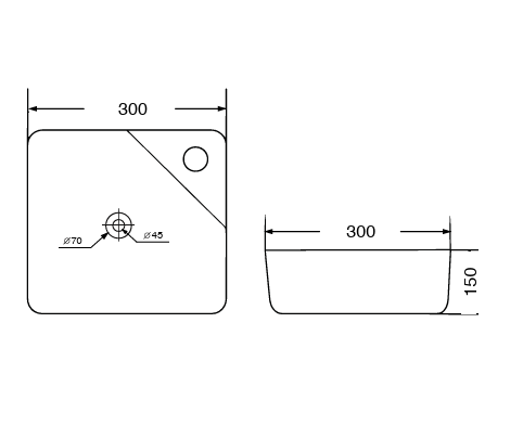 TABLE TOP CORNER WASH BASIN - AQUANT - ( WHITE - - 300x300 mm - 12inchX12inch )