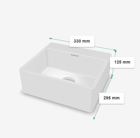 TABLE WALL MOUNTED WASH BASIN W/TAP HOLE - AQUANT - ( WHITE - - 330x295x125 mm - 13.2inchX11.8inchX5inch )