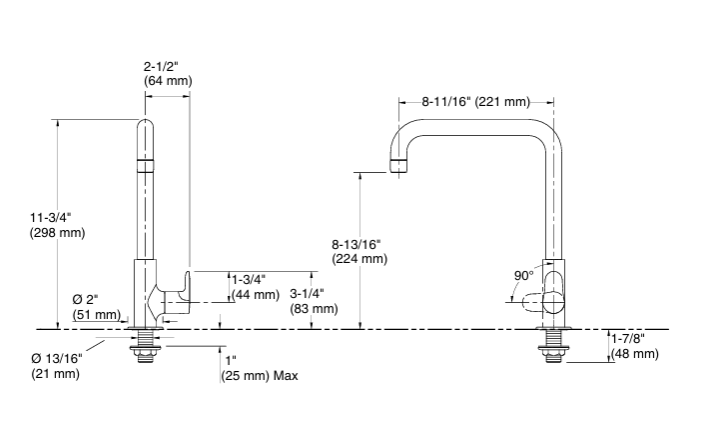 JULY KITCHEN FAUCET- DM Cold Only - KOHLER POPULAR - ( POLISHED CHROME - POPULAR - 0x15 mm - 0.5inchX0.6inch )