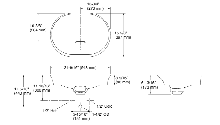 KOHLER VIVE VESSEL W/O DECK - KOHLER PREMIUM - ( INDIGO BLUE - PREMIUM - 545x400 mm - 16inchX0inch )