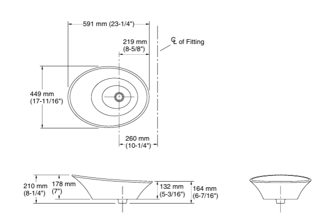 VEIL-COUNTER TOP W.BASIN W/O FAUCET HOLE - KOHLER PREMIUM - ( WHITE - PREMIUM - 591x450 mm - 24inchX18inch )