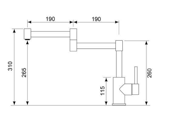 STAINLESS STEEL TABLE MOUNTED ADJUSTABLE SINK MIXER - AQUANT - ( STAINLESS STEEL - MATT FINISH - 0x15 mm - 0inchX0.6inch )