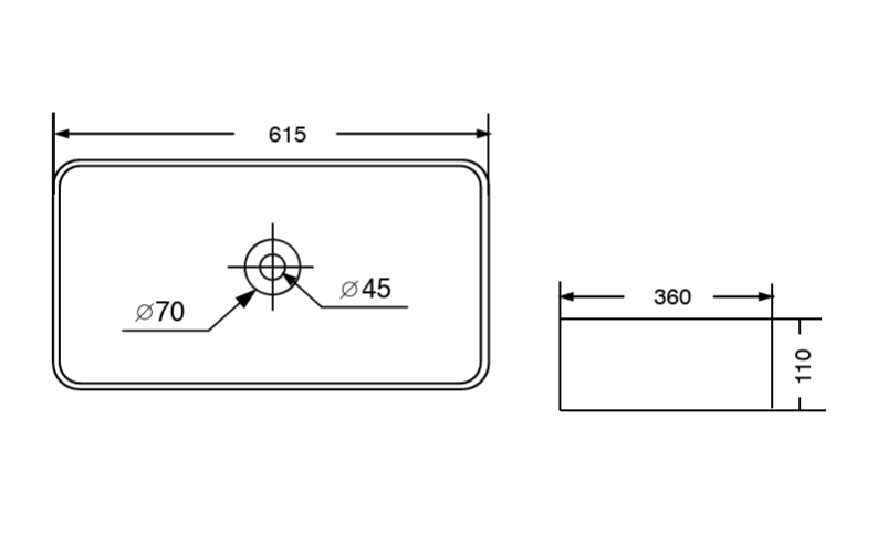 TABLE MOUNTD W/B W/POP UP WASTE CUPLING - AQUANT - ( STATUARIO GLOSSY FINISH - - 615x360 mm - 25inchX15inch )