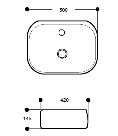 TABLE / WALL MOUNTED CERAMIC WASH BASIN WITH TAP HOLE - AQUANT - ( WHITE - - 500x420x145 mm - 20inchX16.8inchX5.8inch )
