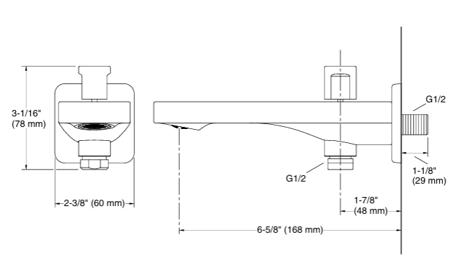 PARALLEL-BATH SPOUT W/DIVERTER - KOHLER PREMIUM - ( FRENCH GOLD - PREMIUM - 0x15 mm - 0inchX0.5inch )