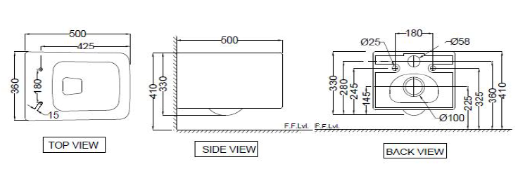 WALL HUNG WC RIMLESS W/UF S.CLOSE S/CVR ( BOLT DISTANCE 7INCH) - JAQUAR SWARE - ( - - 0x0 mm - 0inchx0inch )