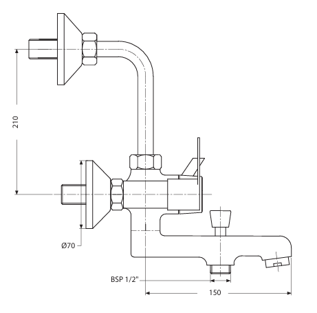 WALL MIXER 3 IN 1 - HINDWARE FAUCETS - ( POLISHED CHROME - ASPIRO-URBAN - 0x15 mm - 0inchX0.6inch )